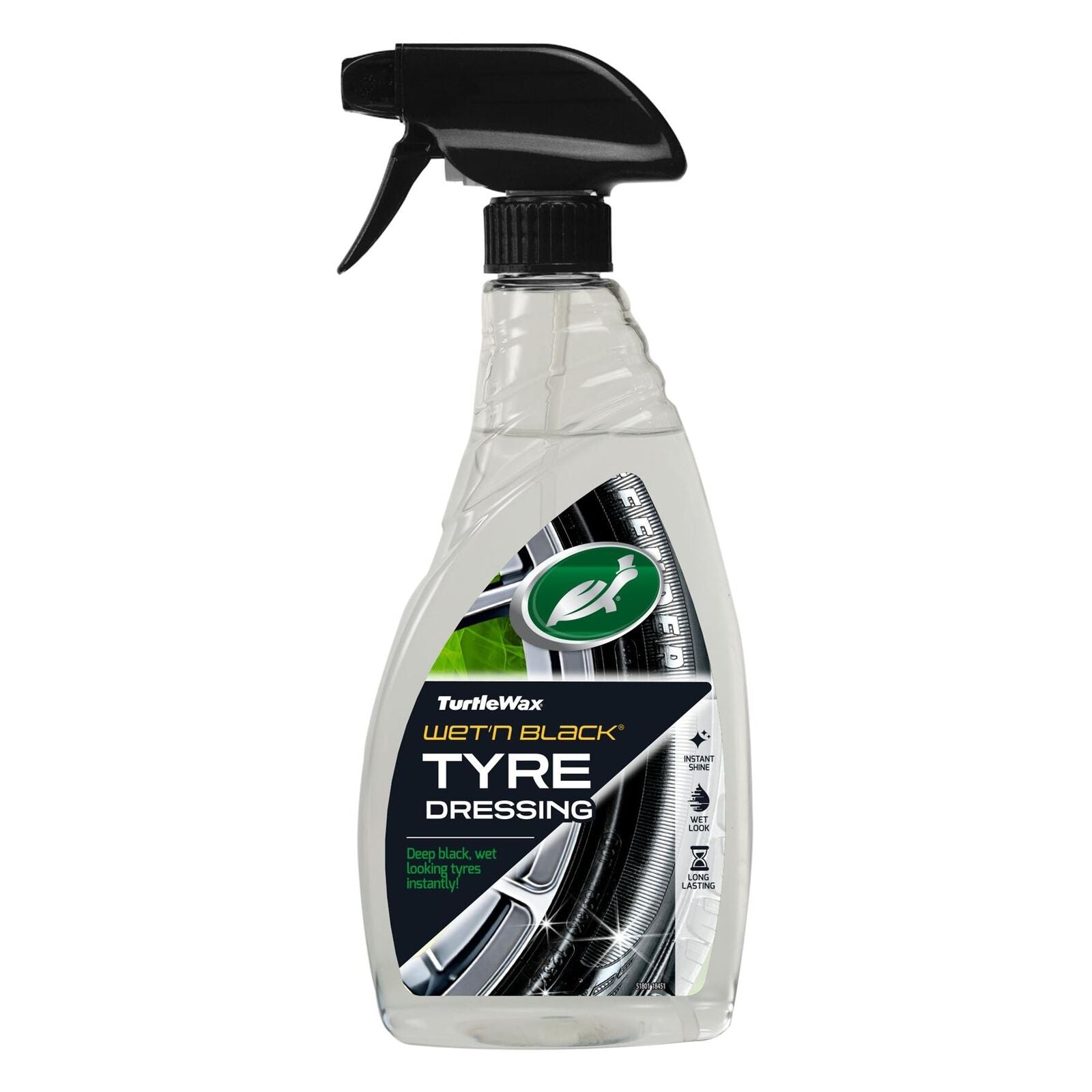 Turtle Wax Wet 'n' Black 500ml Trigger Tyre Dressing Wet Look Shine Clean Car
